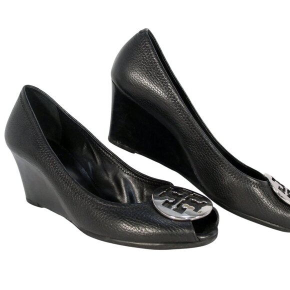 TORY BURCH Sally 2 $250 Peep Toe Wedge Heels 10 - Picture 4 of 9